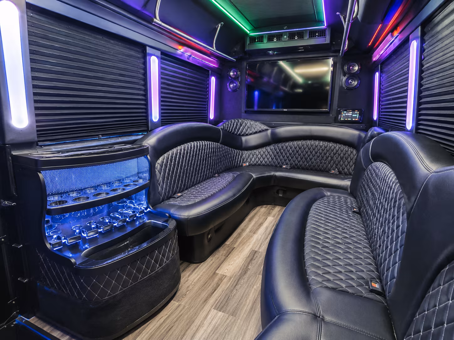 Passenger watching the Santa Ana scenery during a regional party bus road trip