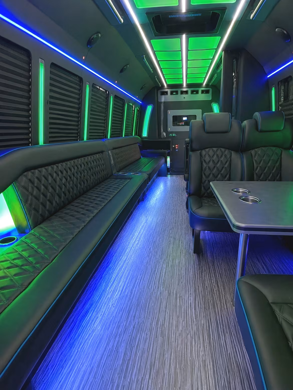 Santa Ana Birthday, Sweet 16, & Quinceañera Transportation party bus interior
