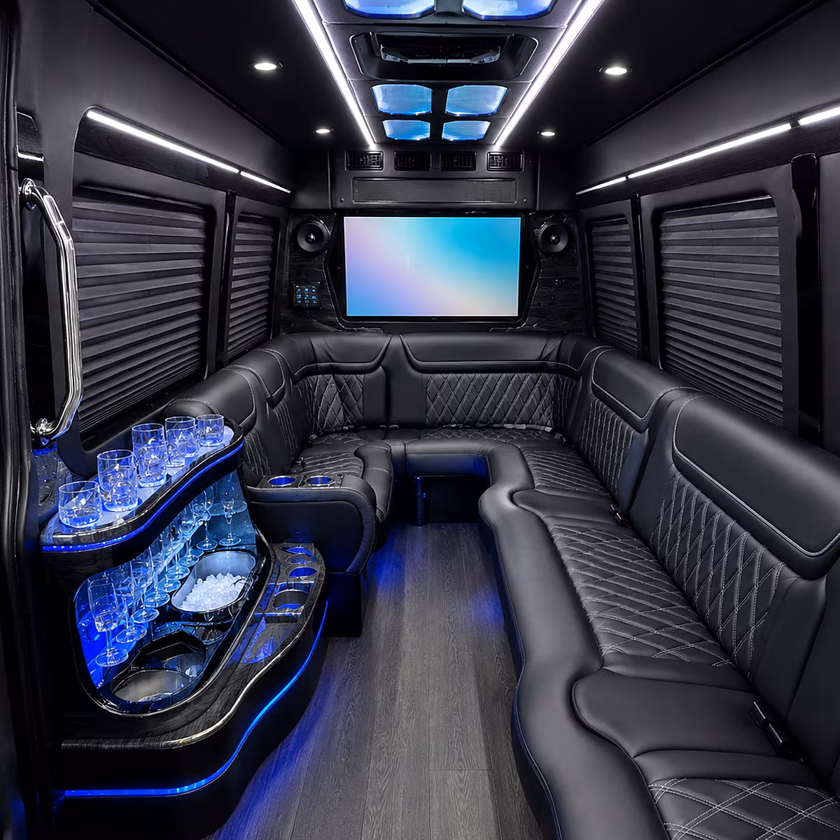 Santa Ana Birthday, Sweet 16, & Quinceañera Transportation party bus interior