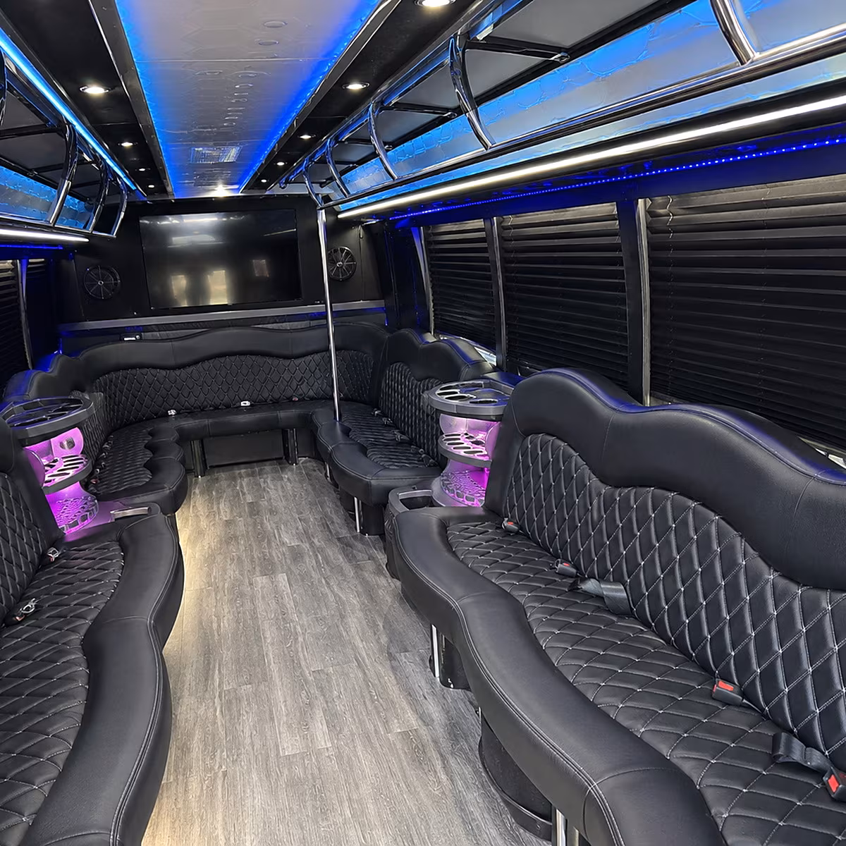 Santa Ana Private Event Transportation party bus interior