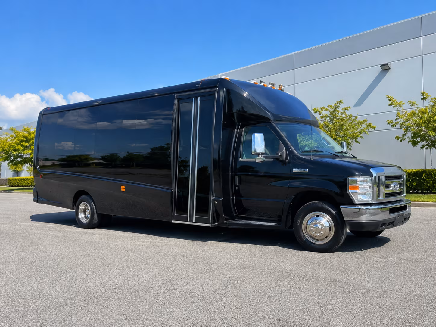 Santa Ana Private Event Transportation party bus exterior