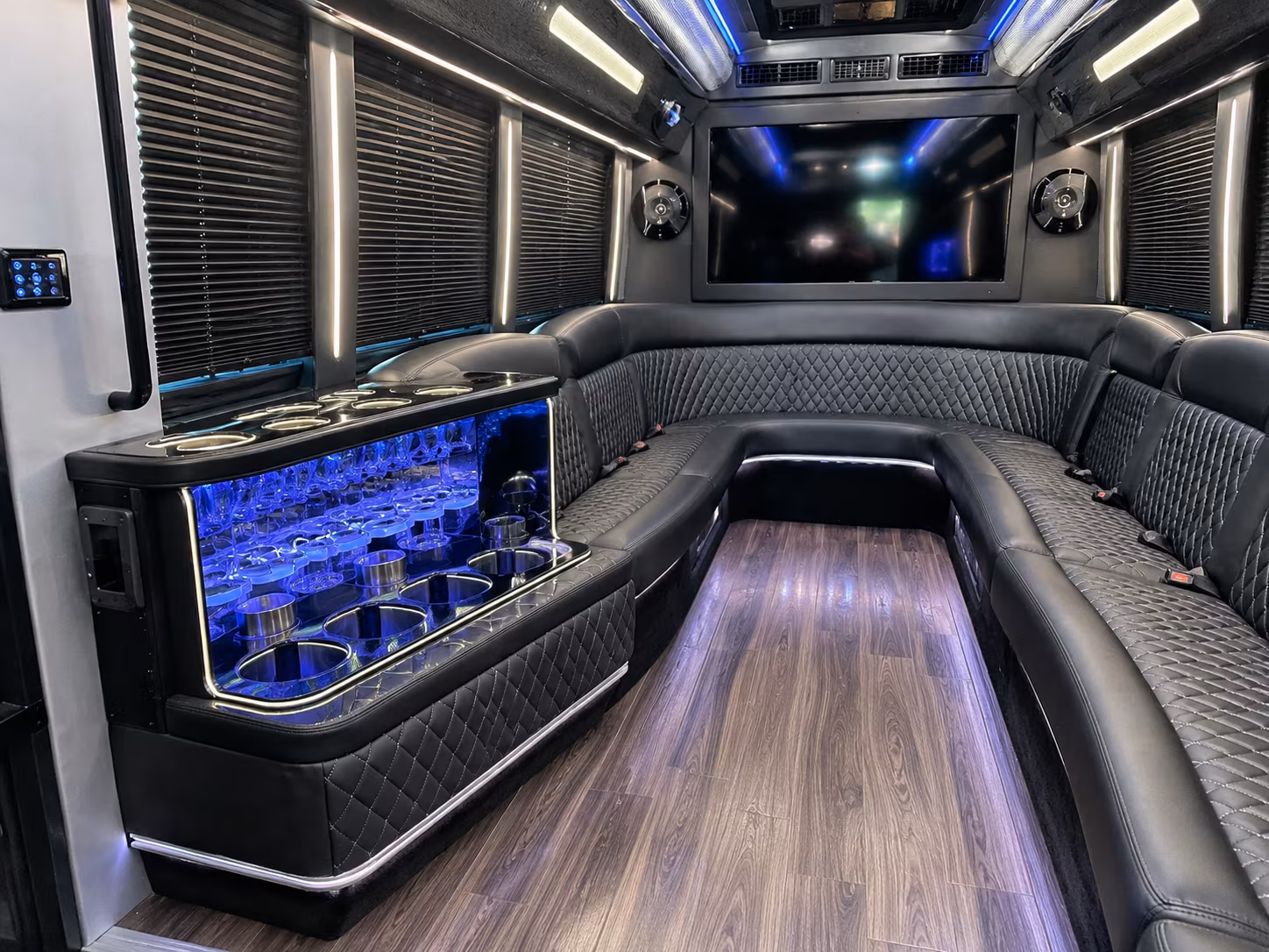 Santa Ana Prom & Homecoming Transportation party bus interior