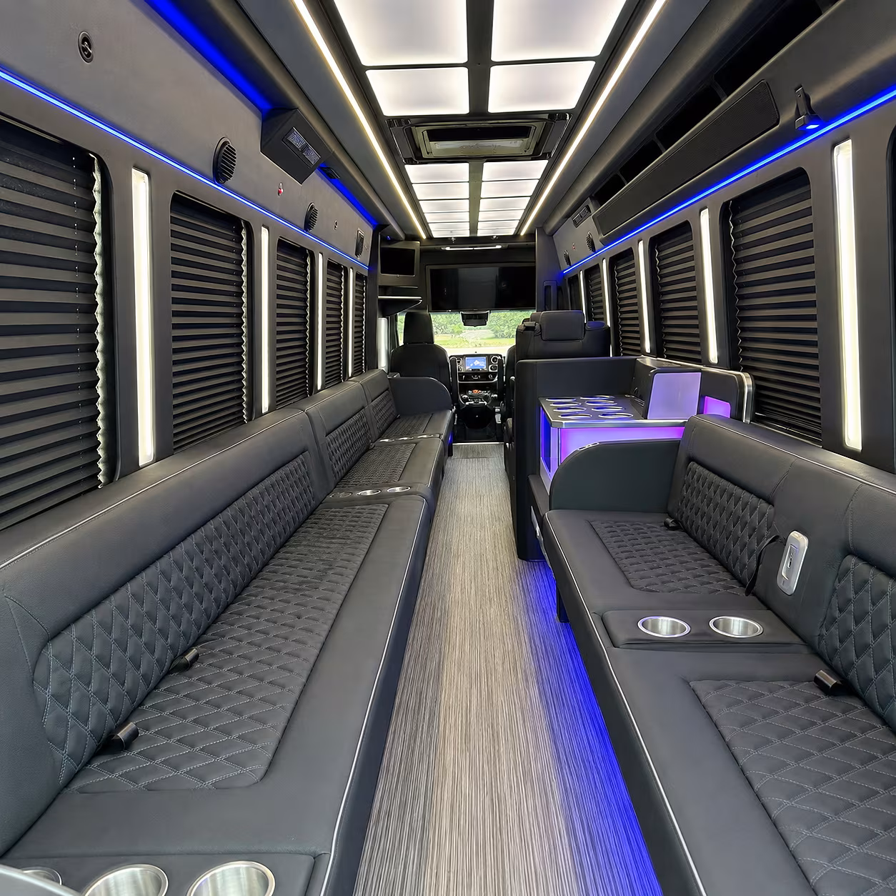 Santa Ana Sporting Event Transportation party bus interior