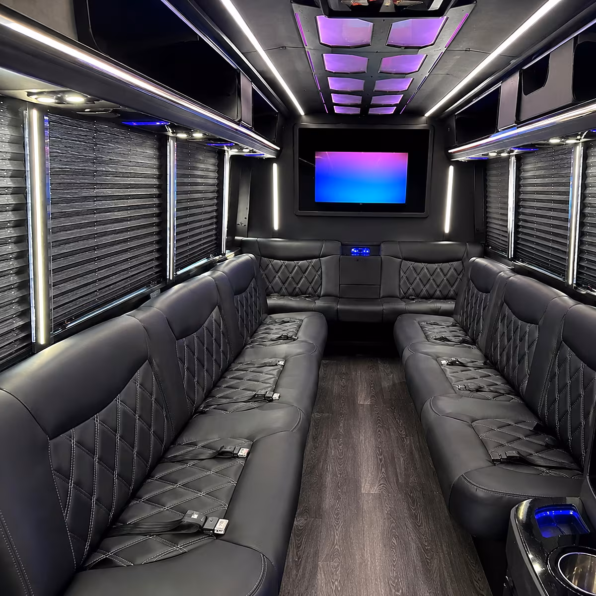 Santa Ana Wedding Transportation party bus interior