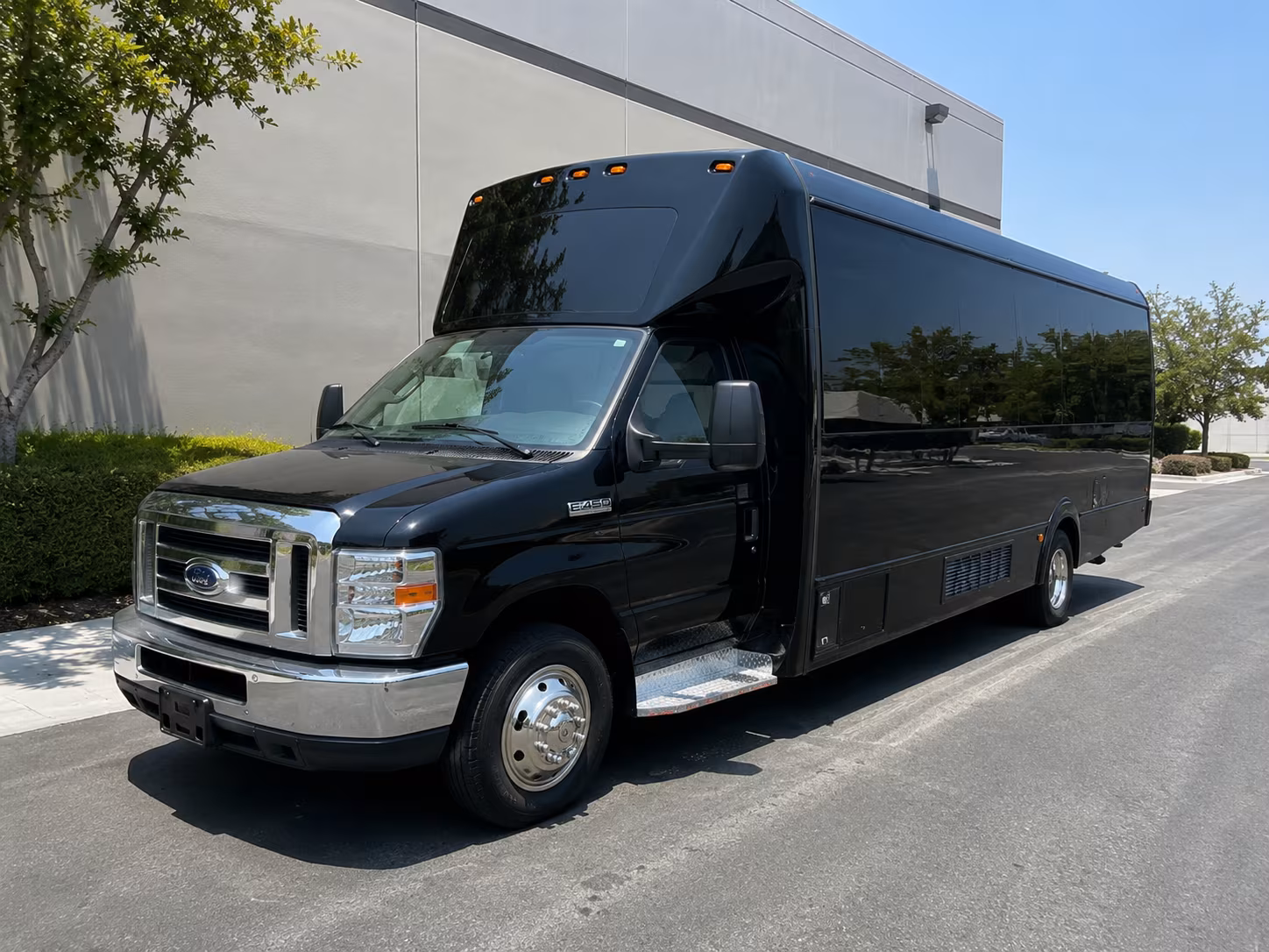 Santa Ana Wedding Transportation party bus exterior