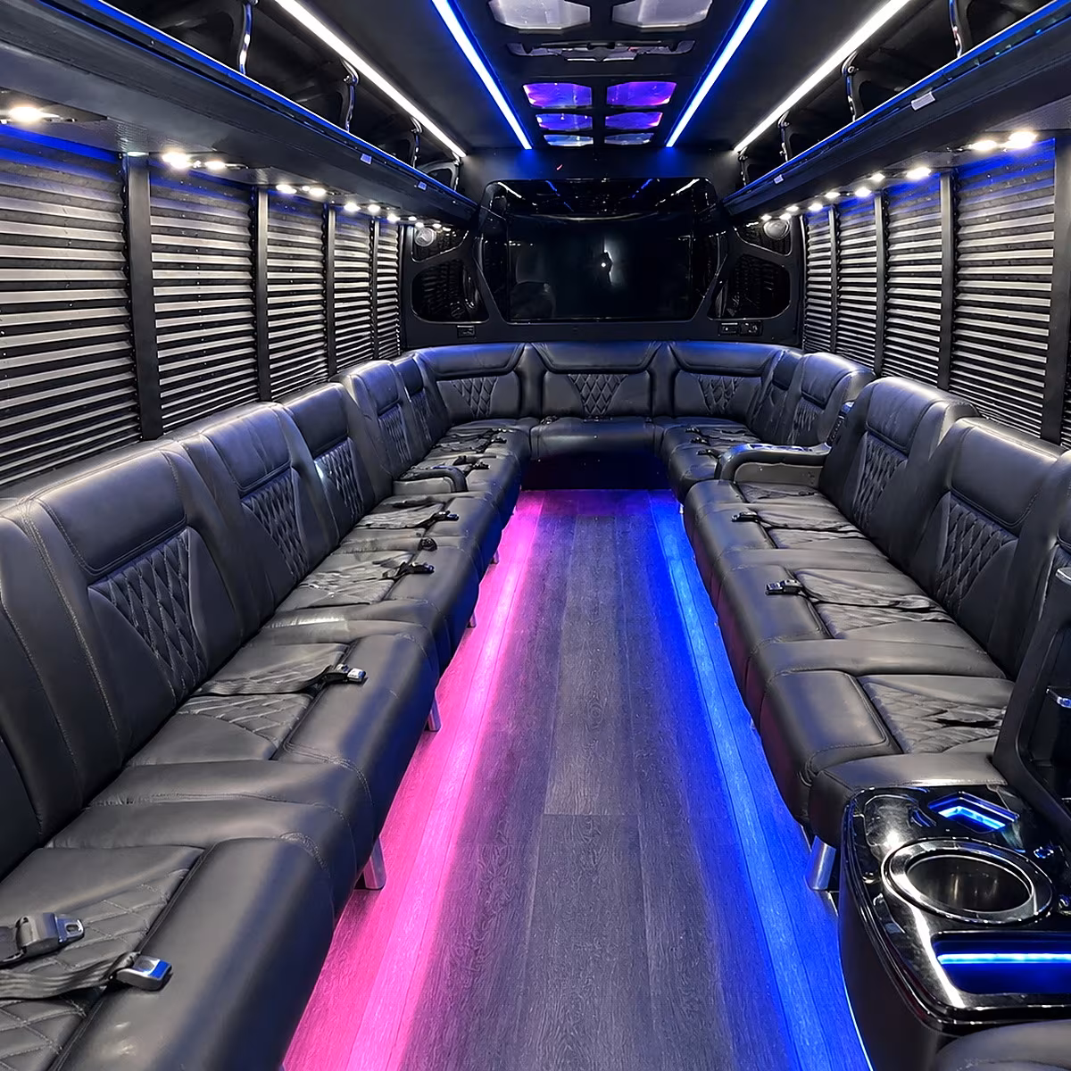 Santa Ana Wedding Transportation party bus interior