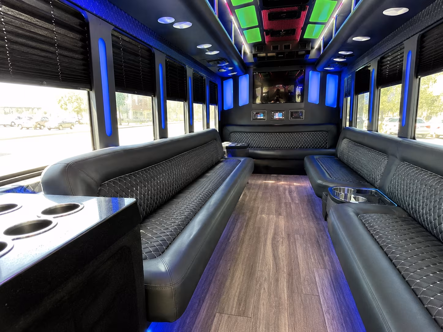 Santa Ana Wedding Transportation party bus exterior